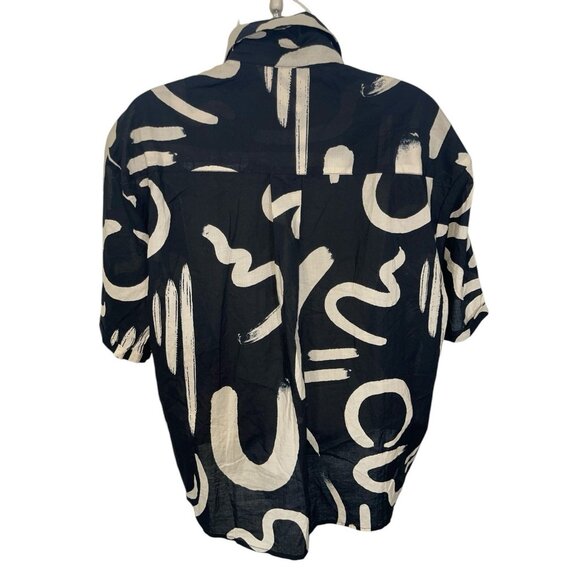 Seven Wonders York Shirt Womens Size 8 Black Sand Exclusive Oversized Blouse - Picture 2 of 12